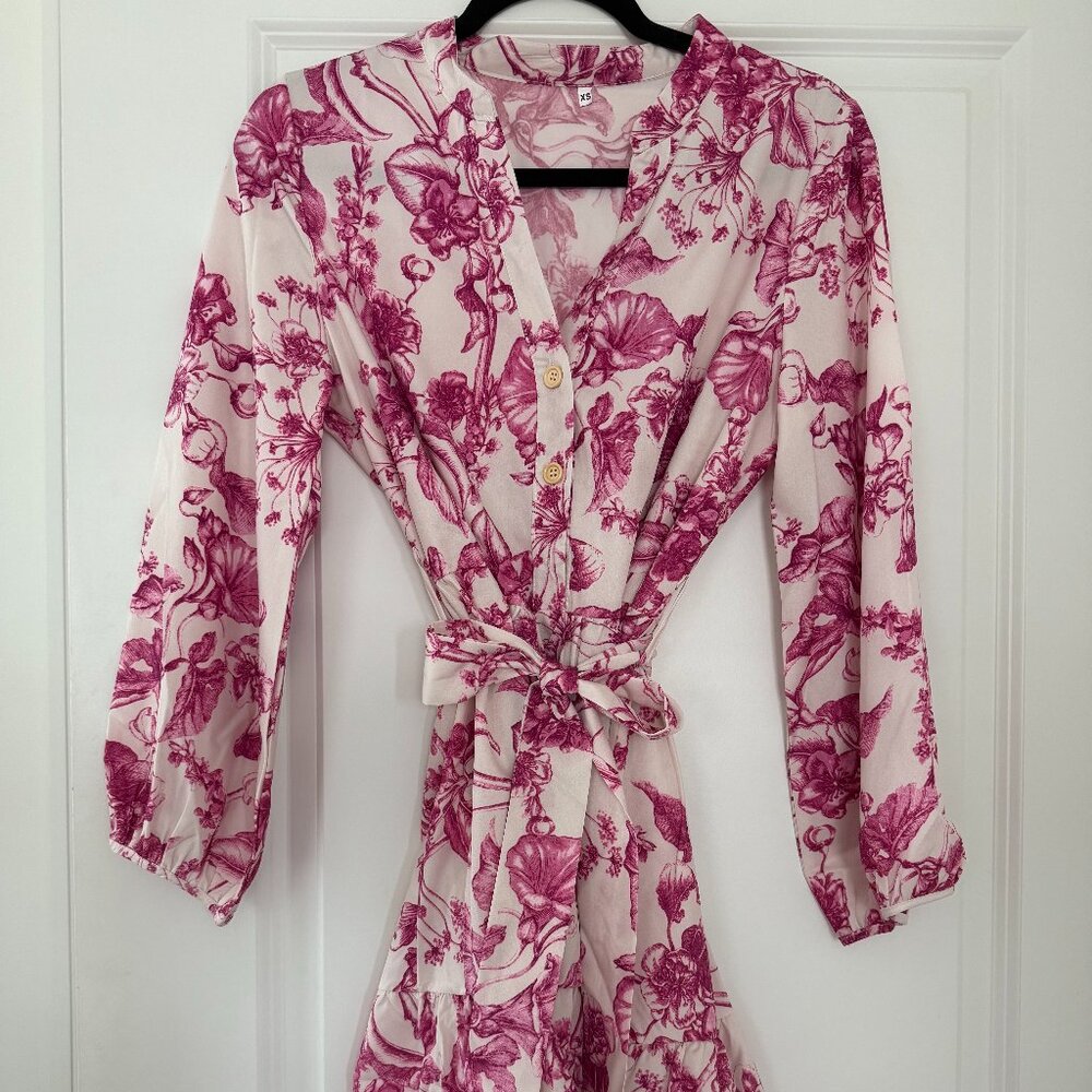 Pink patterned mini dress